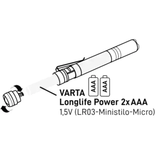 Taschenlampe LED Alu F10 Pro Varta mit 2 AAA Batterien