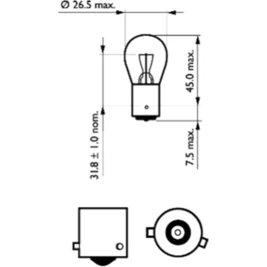 Lampe 12V21W BAW15S rot