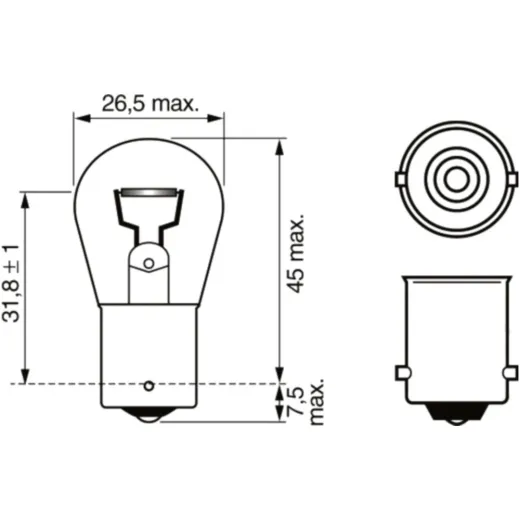 BULB 12V21W BA15S YELLOW