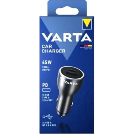 USB-KFZ-Ladeadapter Varta USB A QC / USB C PD 3A