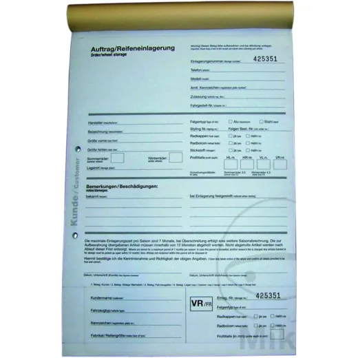 tyre ein Bearing ungs-Formular 25ST