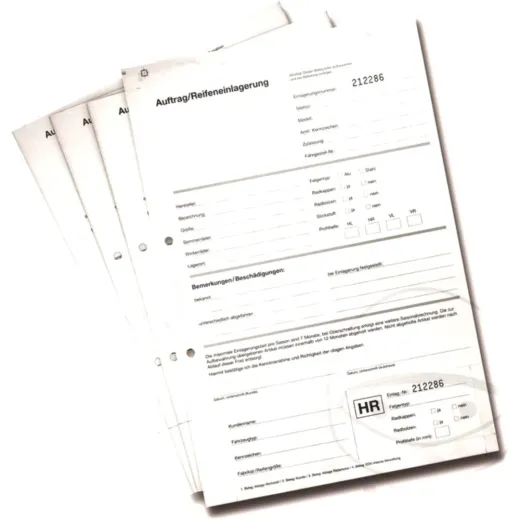Reifeneinlagerungs-Formular 25ST