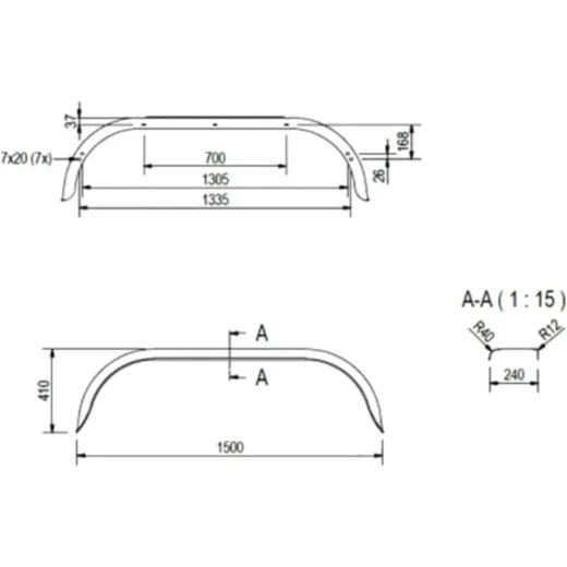 Tandem rear fender galvanised 20110