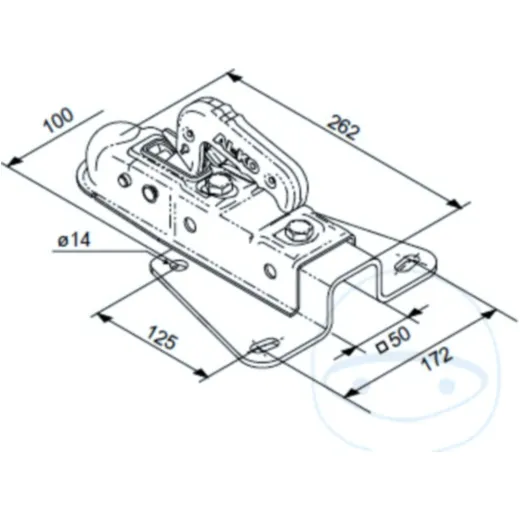 Kugelkopfkupplung 750 kg AK75V/A 50 mm eckig