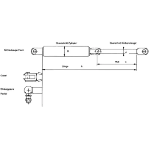 Gasfeder 468MM 2000N