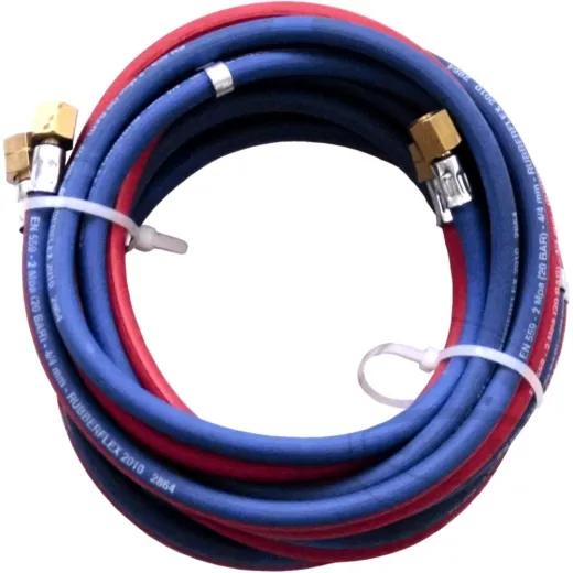 Autogenous twin welding hose with connectors