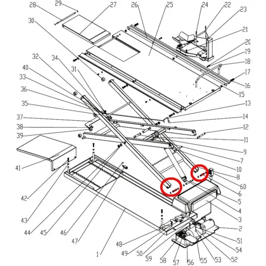 Lower scissor pivot pin