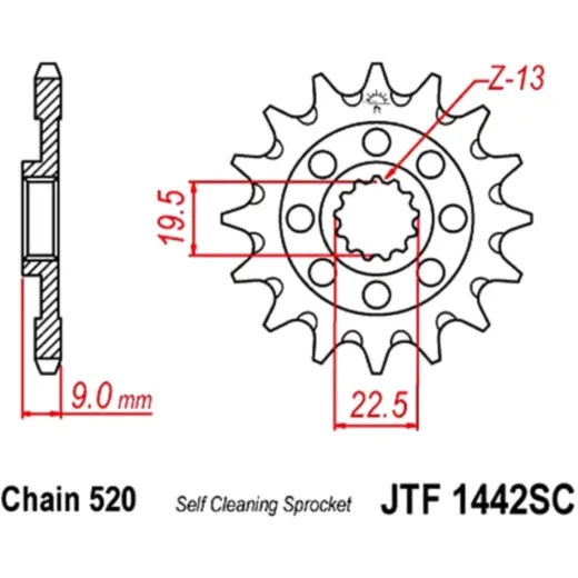 Zahnrad Racing-Ritzel 13Z Teilung 520 JTF144213SC