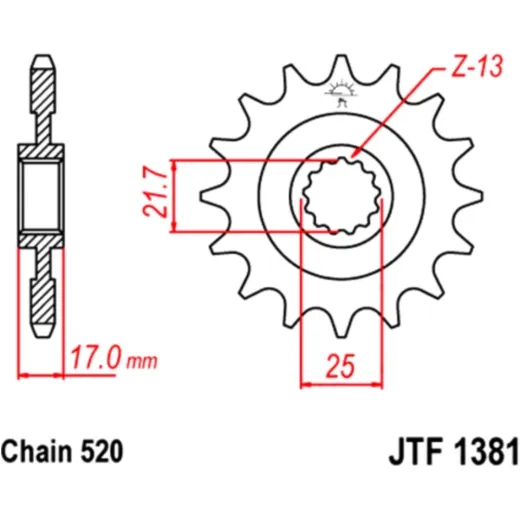 Zahnrad Ritzel 15Z Teilung 520 JTF138115