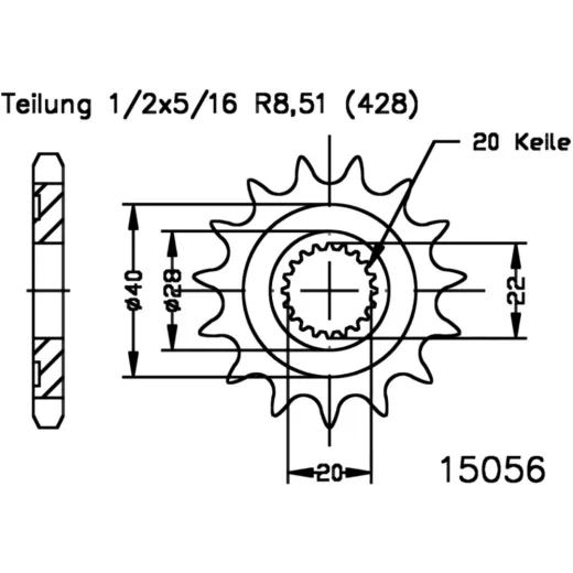 Front sprocket 14t pitch 428