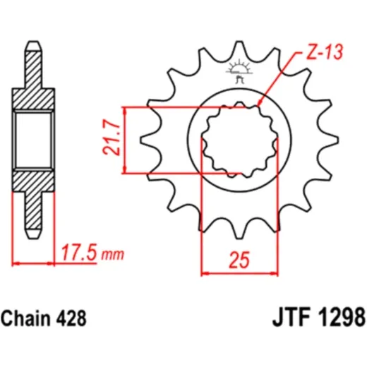 Front sprocket 13t pitch 428 JTF129817