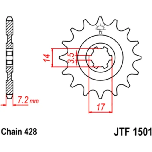 Front sprocket 13 tooth pitch 428 JTF150113