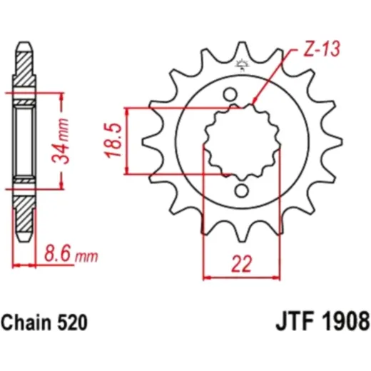Front sprocket 14t pitch 520 JTF190814