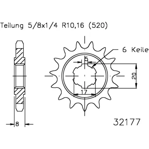 Zahnrad Ritzel 09Z Teilung 520