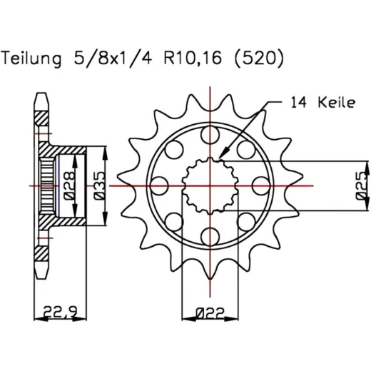 Racing-Ritzel 15Z Teilung 520 503218515S