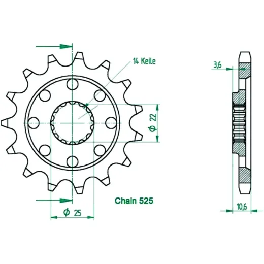 Racing-Ritzel 15Z Teilung 525 502905215S