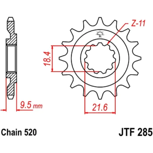 Front sprocket 14 tooth pitch 520 JTF28514