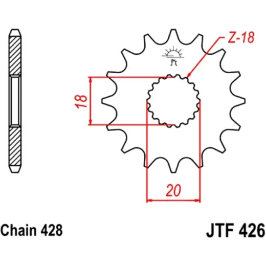 Front sprocket 12tooth pitch 428 JTF42612