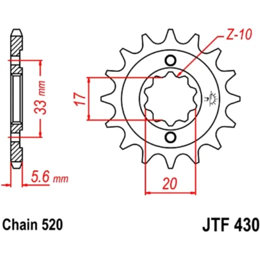 Front sprocket 12 tooth pitch 520