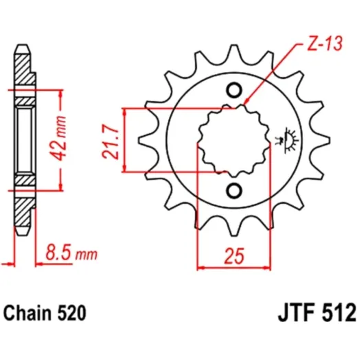 Front sprocket 13t 520 pitch JTF51213