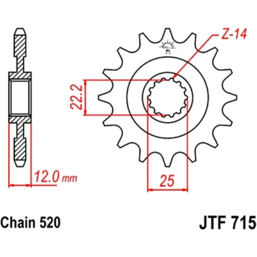Front sprocket 12tooth pitch 520