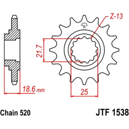 Front sprocket 13t pitch 520 JTF153813