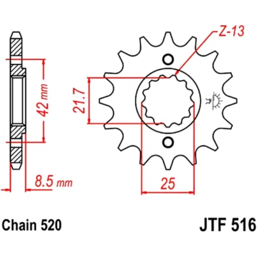Front sprocket 13t 520 pitch JTF51613