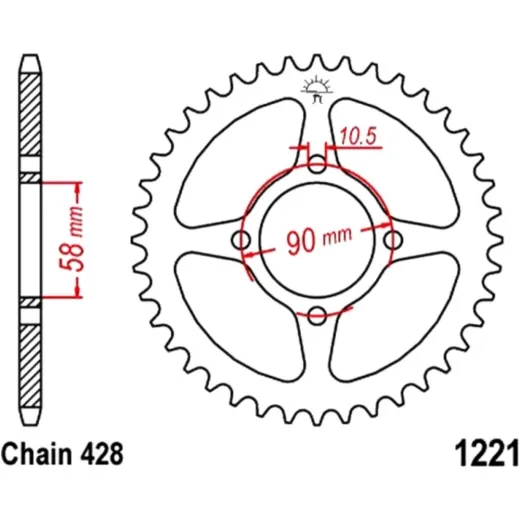 chain wheel 45T pitch 428