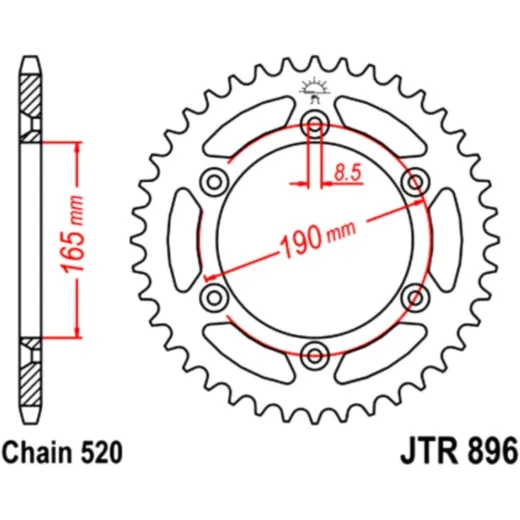 Rear sprocket 45 tooth pitch 520 JTR89645