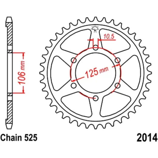 Rear sprocket 39 tooth pitch 525 JTR201439