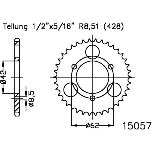 Rear sprocket 32 tooth pitch 428 black 501505732