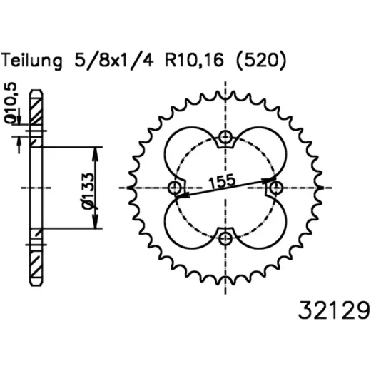 Rear sprocket 38 tooth pitch 520 503212938