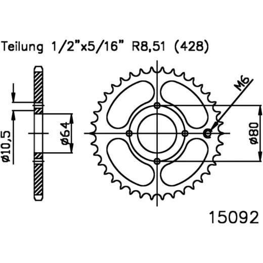 Rear sprocket 40 tooth pitch 428 501509240
