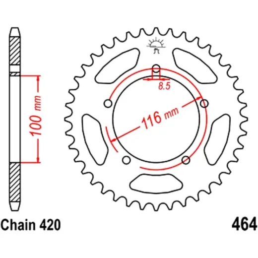 Rear sprocket 44 tooth pitch 420 JTR46444