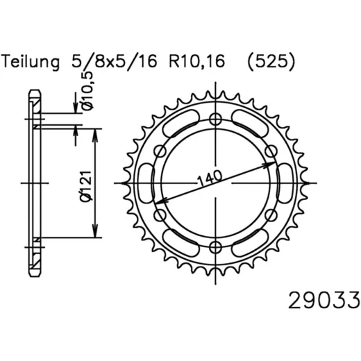 Rear sprocket 45 tooth pitch 525 502903345
