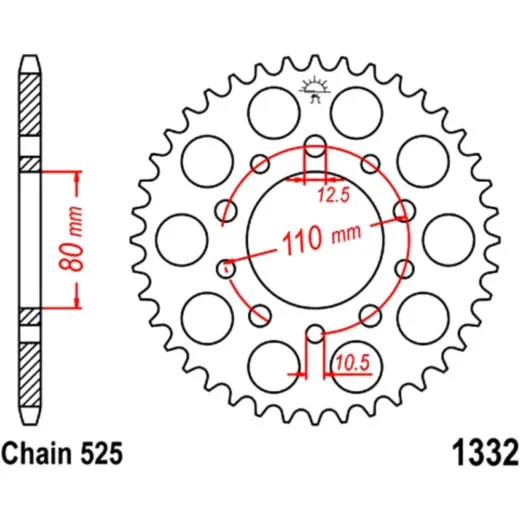 Rear sprocket 37 tooth pitch 525