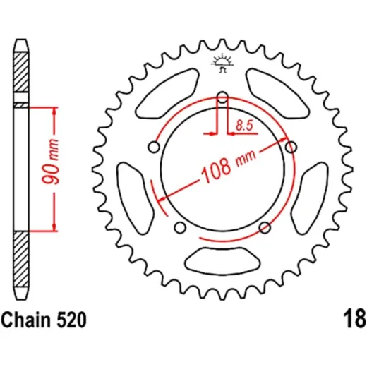 Rear sprocket 39 tooth pitch 520 JTR1839