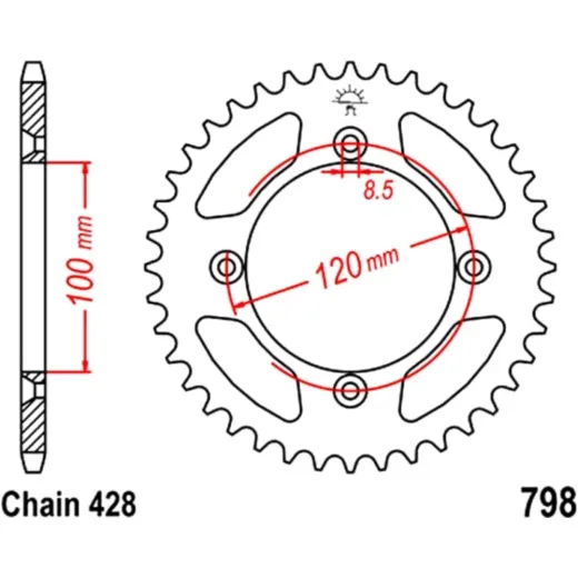 Rear sprocket 44 tooth pitch 428 JTR79844