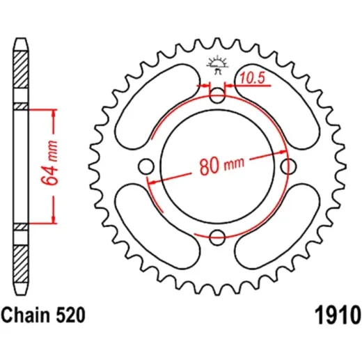 Rear sprocket 36 tooth pitch 520 black