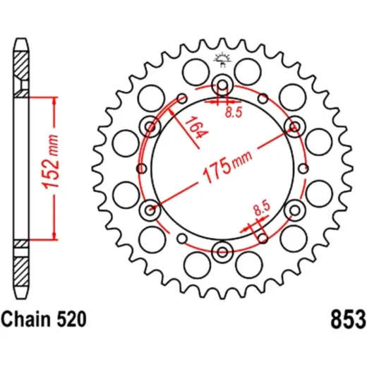 Rear sprocket 38tooth pitch 520