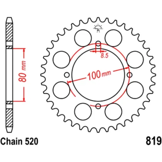 Rear sprocket 37 tooth pitch 520 JTR81937