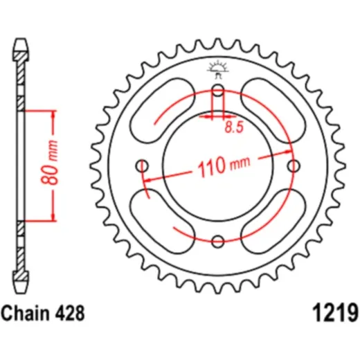 Rear sprocket 42 tooth pitch 428