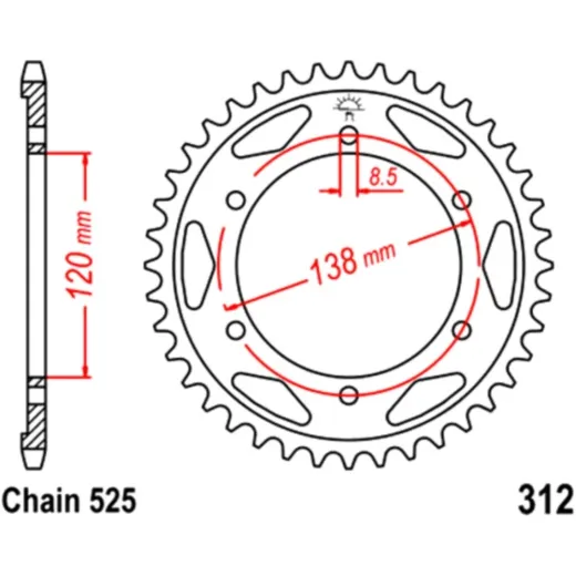 Rear sprocket 40 tooth pitch 525
