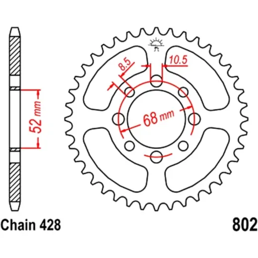 Rear sprocket 32 tooth pitch 428 black