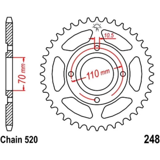 Rear sprocket 44 tooth pitch 520 JTR24844