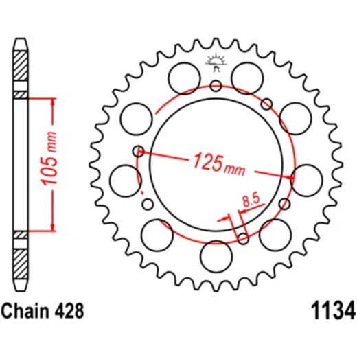 Rear sprocket 48 tooth pitch 428