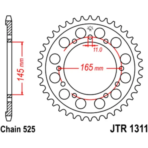 Rear sprocket 43 tooth pitch 525 JTR131143