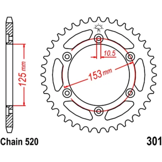 Rear sprocket 40 tooth 520 pitch si