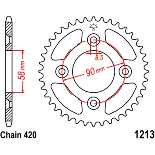 Rear sprocket 37 tooth 420 black
