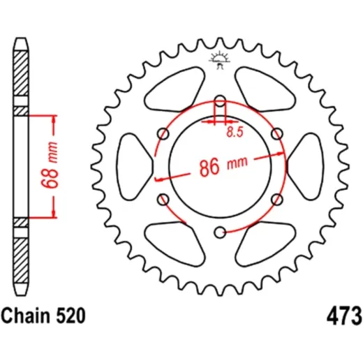Rear sprocket 37 tooth pitch 520 JTR47337
